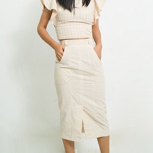 SALE Pencil organic cotton skirt/ elegant skirt/ maxi skirt/new long skirts organic cotton/ casual skirt/ higt waist skirt image 1
