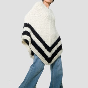 Oversized alpaca poncho cape sweater asymmetrical knit CAPE/ slouchy alpaca wool cape sweater/ by SONQO image 2