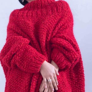 Alpaca oversized knit wool sweater pullover for women
