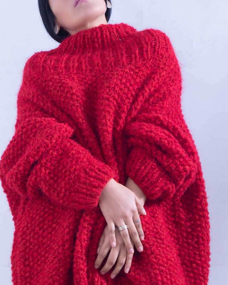 Alpaca oversized knit wool sweater pullover for women