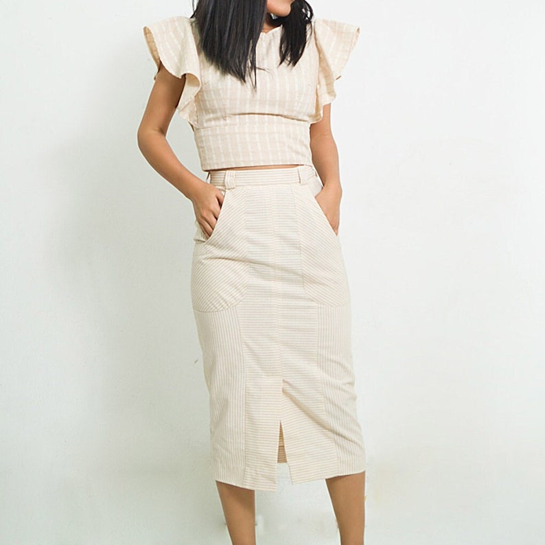 SALE Pencil organic cotton skirt/ elegant skirt/ maxi skirt/new long skirts organic cotton/ casual skirt/ higt waist skirt image 1