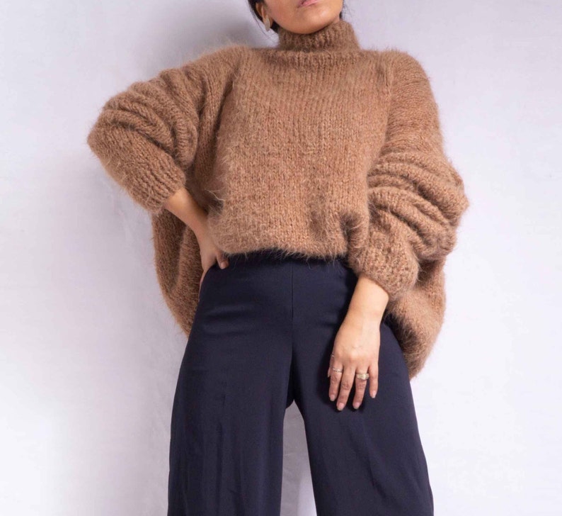 Camel oversized knit Suri alpaca sweater Chunky knit sweater turtleneck sweater oversized sweater knit sweater wool sweater by SONQO image 2