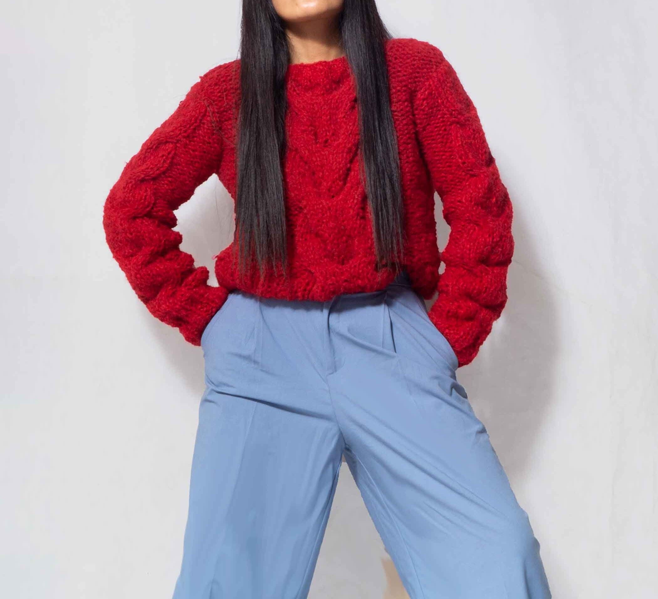 Hand Knit Alpaca Crop Sweater | Slouchy Oversize Fit - Etsy