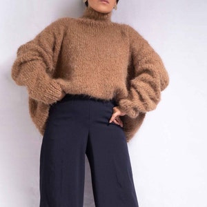 Camel oversized knit Suri alpaca sweater Chunky knit sweater turtleneck sweater oversized sweater knit sweater wool sweater by SONQO image 3