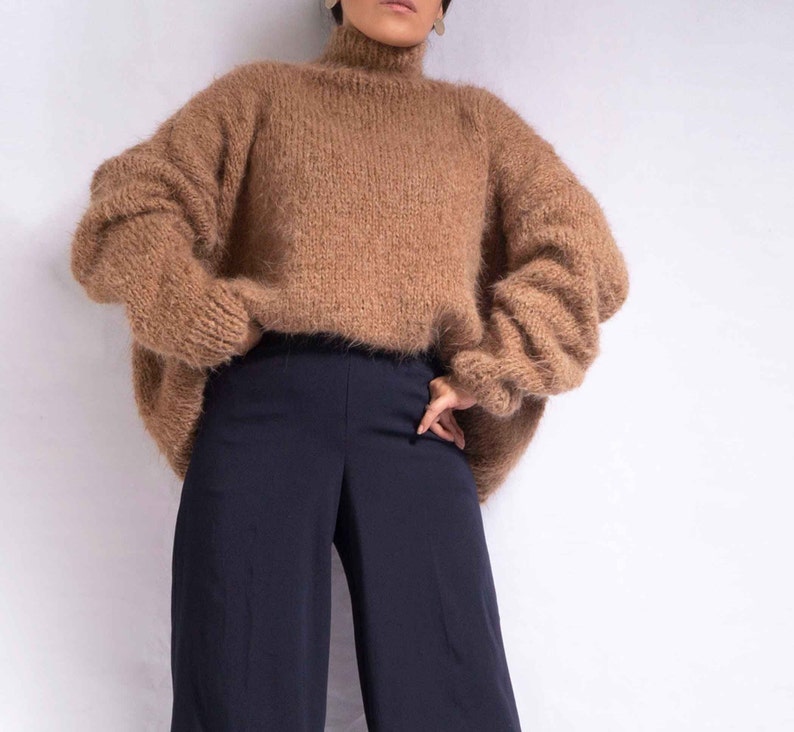 Camel oversized knit Suri alpaca sweater Chunky knit sweater turtleneck sweater oversized sweater knit sweater wool sweater by SONQO image 3