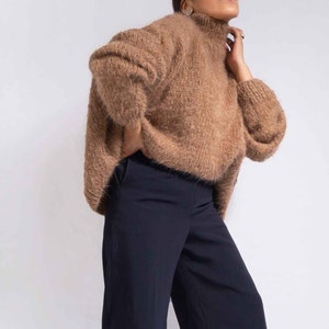 Camel oversized knit Suri alpaca sweater Chunky knit sweater turtleneck sweater oversized sweater knit sweater wool sweater by SONQO image 5