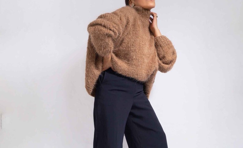 Camel oversized knit Suri alpaca sweater Chunky knit sweater turtleneck sweater oversized sweater knit sweater wool sweater by SONQO image 5