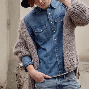 Alpaca Grobstrick-Cardigan Männer | übergroße Strickjacke | Slouchy Strickjacke | Bomberjacke Mantel / Frohe Weihnachten Geschenk | Von SONQO