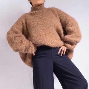 Camel oversized knit Suri alpaca sweater Chunky knit sweater turtleneck sweater oversized sweater knit sweater wool sweater by SONQO image 4