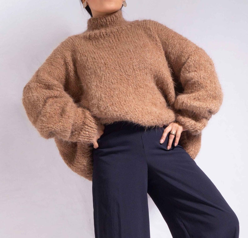 Camel oversized knit Suri alpaca sweater Chunky knit sweater turtleneck sweater oversized sweater knit sweater wool sweater by SONQO image 4