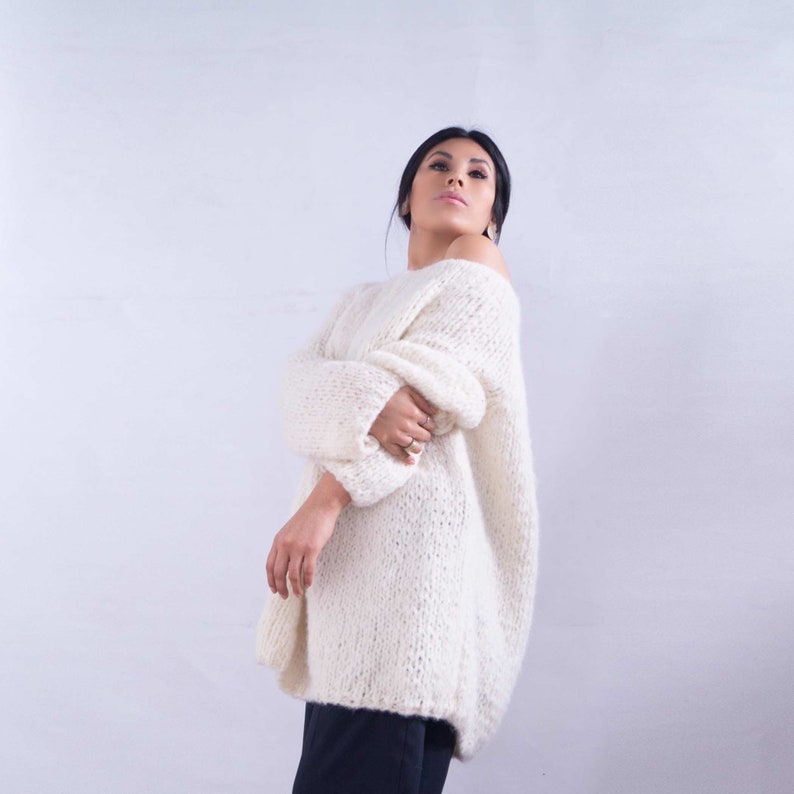 oversized knit alpaca wool sweater dress Chunky knit sweater Loose women's sweater Sustainable women's clothing By SONQO image 4