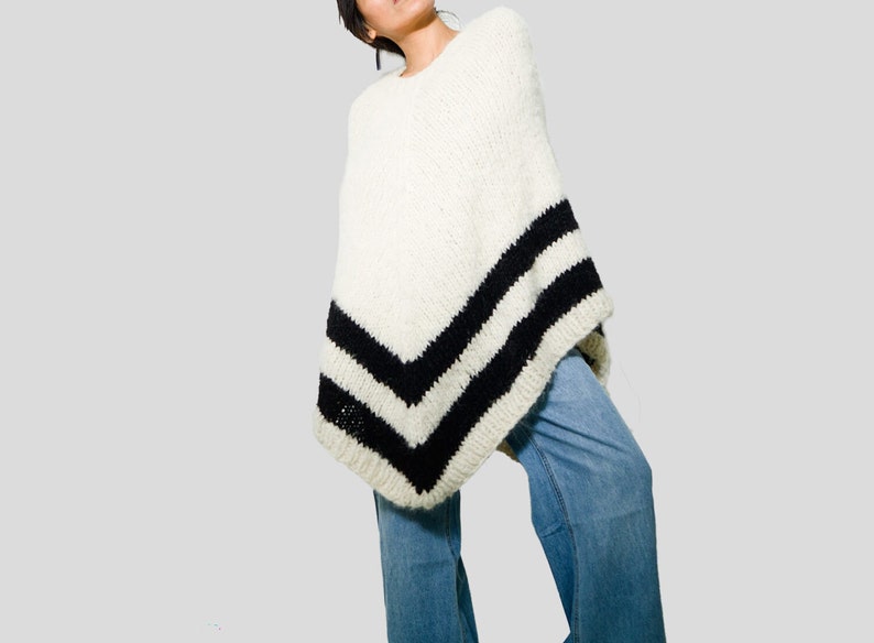 Oversized alpaca poncho cape sweater asymmetrical knit CAPE/ slouchy alpaca wool cape sweater/ by SONQO image 4