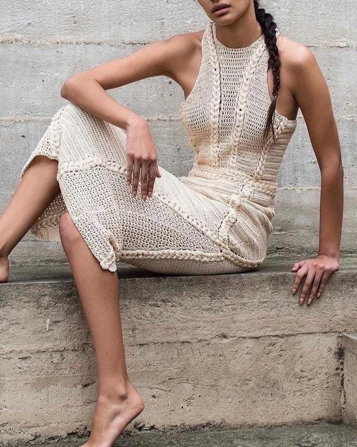 Handmade Pima Cotton Crochet Tank Top | White Fringe Sleeveless Shirt