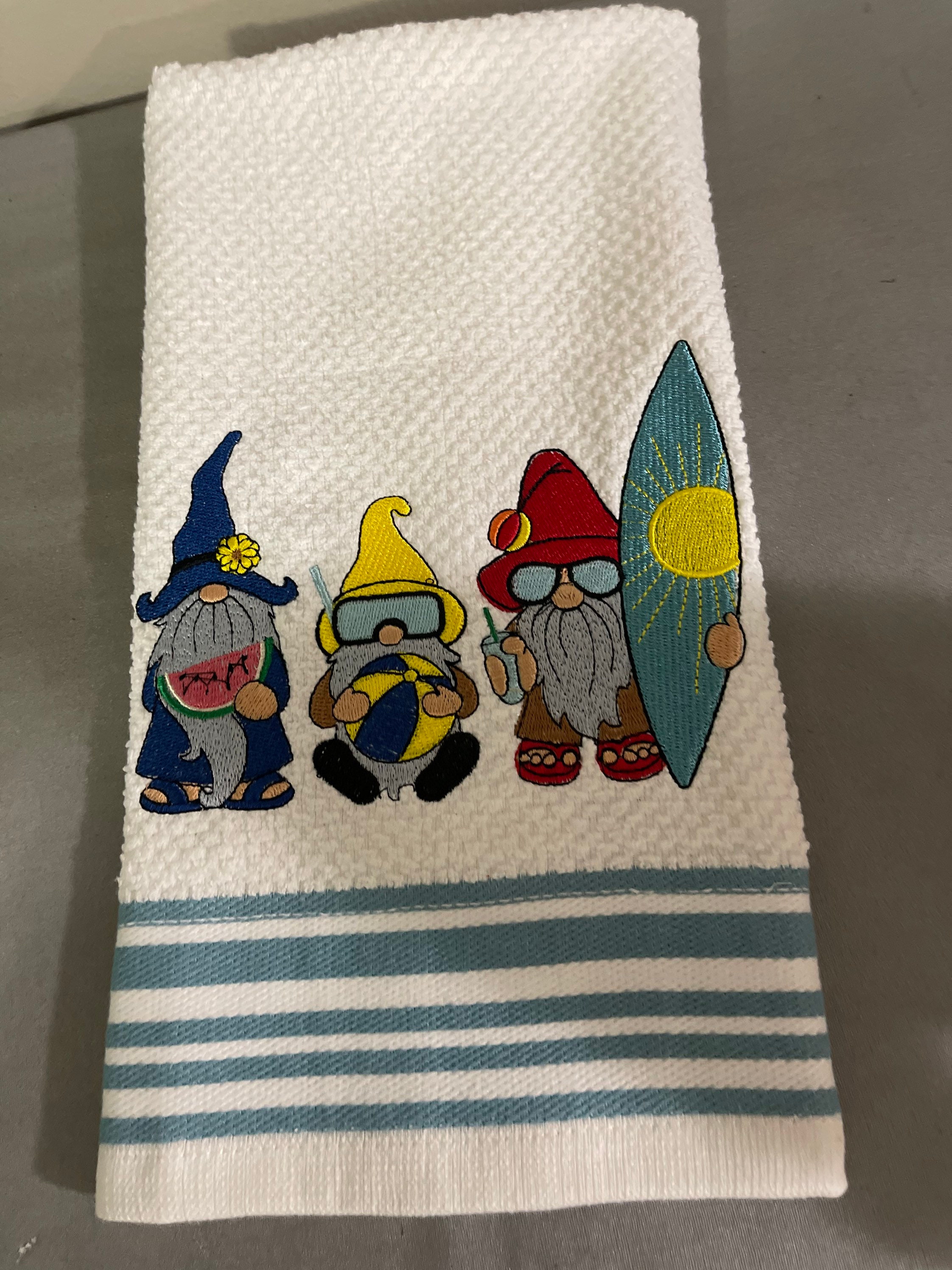 Surfing gnome kitchen towel Etsy