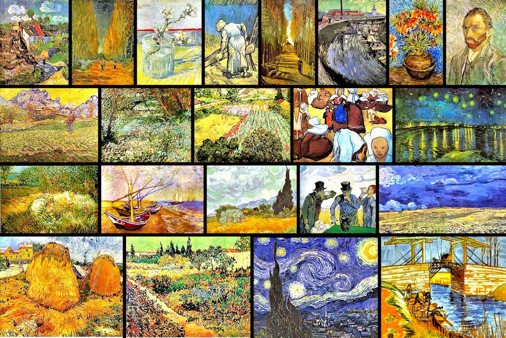 Collage of 22 famous Vincent Van Gogh Paintings Handcut Etsy