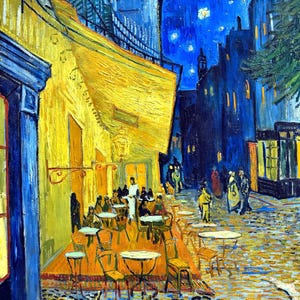 Cut-to-order - “Café Terrace at Night by Vincent van Gogh“ - Hand-cut wooden jigsaw puzzle for adults