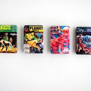 SciFi Vintage Mens Adventure Stories Magazine Covers Pulp Fiction Magnets Fridge Magnet Refrigerator Housewarming Kitchen Decor Small Gifts