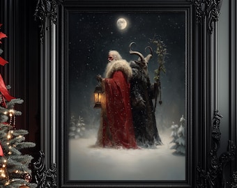Krampus Print, Creepmas Decor, Gothic Christmas Wall Art, Dark Academia Metal Print, Krampusnacht, Gothmas