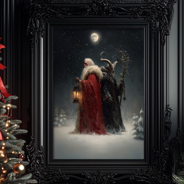 Krampus Print, Creepmas Decor, Gothic Christmas Wall Art, Dark Academia Metal Print, Krampusnacht, Gothmas