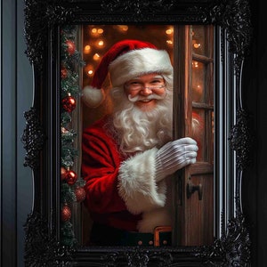 Santa Claus Portrait Print, Vintage Christmas Wall Art, Santa Oil Painting Print, Victorian Dark Academia, Winter Holiday 6-XMS049