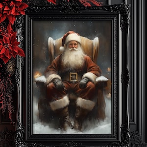 Santa Claus Dark Academia Print, Vintage Christmas Wall Art, Moody Oil Painting, Dark Cottagecore Aesthetic, Gothic Santa Poster 6-XMS017