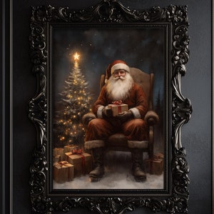 Moody Santa Claus Print, Victorian Christmas Wall Art, Santa Dark Academia Metal Print, Cottagecore Wall Art, Vintage Home Decor 6-XMS016