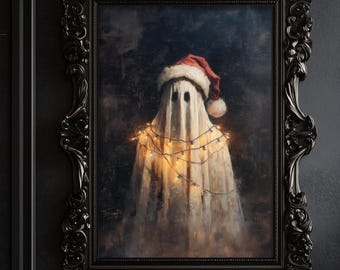 Haunted Santa Ghost Art Print, Gothic Christmas Wall Decor, Spooky Holiday Artwork, Funny Dark Humor Gift