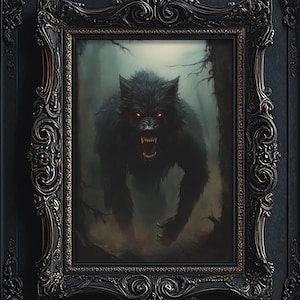 Werewolf Print, Dark Gothic Fantasy, Monster Horror Movie, Lycan Art Print, Moody Animal Forest, Supernatural Wolf Poster Halloween 6-GOT032