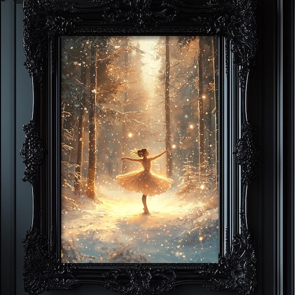 Ballerina Print, Ballet Wall Art, Winter Scene Painting, The Nutcracker Dancer, Gift for Dance Teacher, Christmas Metal Print Decor 6-XMS030