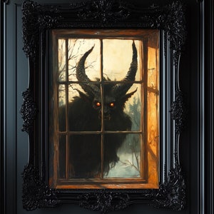 Krampus Print, Creepmas Decor, Gothic Christmas Wall Art, Dark Academia Metal Print, Krampus Gift, Krampusnacht, Gothmas, Macabre 6-XMS081