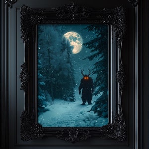 Krampus Print, Gothic Christmas Wall Art, Krampus Christmas Dark Academia Metal Print, Krampus Gift, Krampusnacht, Creepmas Gothmas 6-XMS035