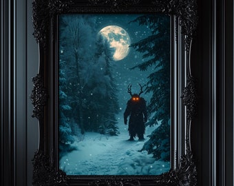 Krampus Print, Gothic Christmas Wall Art, Krampus Christmas Dark Academia Metal Print, Krampus Gift, Krampusnacht, Creepmas Gothmas 6-XMS035