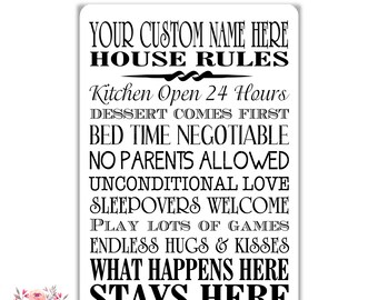 Chalkboard Wall Art Personalized Poppy Art Custom Mimi Print Gift for Grandparents Mimi and Poppy/'s House Rules Instant Download PH10