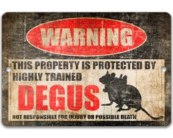 Funny Degu Sign, Protected by Degus Animal Decor Pet Degu Sign Degu Warning Sign Barn Sign Farm Decor Outdoor Decor Small Pet Gift 8-HIG024