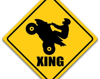 Señal de ATV, Cruce de ATV, Decoración de ATV, Señal de advertencia de vehículos todo terreno, Señal metálica para vehículos todo terreno, Precaución con vehículos todo terreno 8-XNG021