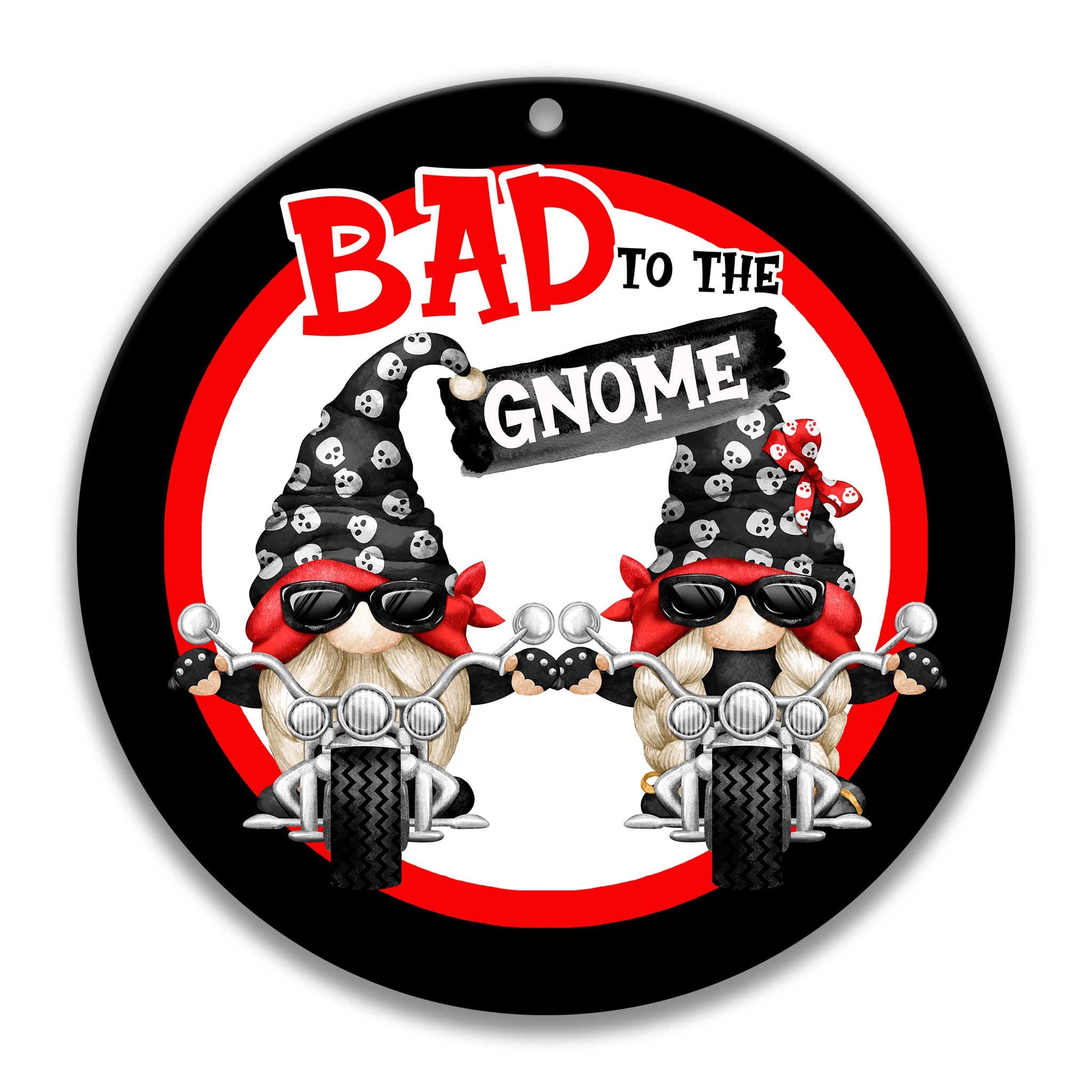 Discover Biker Gnome Metal Wreath Sign - Harley Gnome Ornament