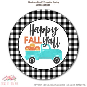 Happy Fall Y 'All Schild, Herbst Kranz Petrol LKW Dekor Herbst Dekor Herbst Kürbis Schild Petrol Kranz Schild Willkommen Herbst Kranz Schild Herbst SHO297