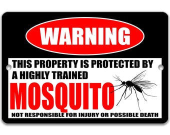 Señal de advertencia de mosquitos, divertida decoración metálica para acampar, regalo de humor para actividades al aire libre