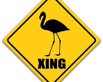 Flamingo Crossing sign, Flamingo xing Sign, Flamingo Decor, Flamingo Sign, Funny Flamingo Gift, Zoo Birds, Pink Flamingo, Florida 8-XNG065