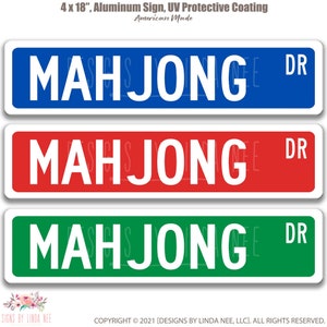 Mahjong Sign, Chinese Mahjong Game, Game Sign, Game Room Sign, Man Cave Sign, Custom Street Sign, Metal Sign, College Dorm S-SSS058