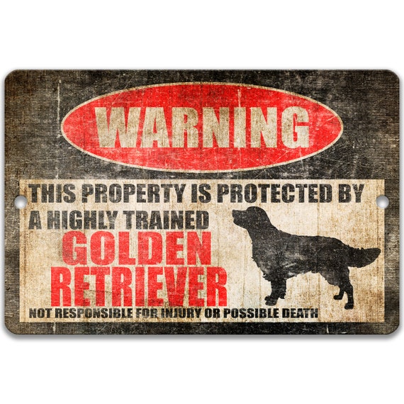 Golden Retriever Sign No Trespassing Sign Dog Warning Sign Funny