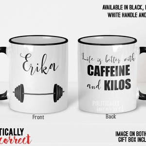 Caffeine and Kilos Weightlifting Mug, Funny Weightlifting Gift, PERSONALIZED Workout Coffee Mug, Bodybuilding Gift, Fitness Mug, CUSTOM PI6