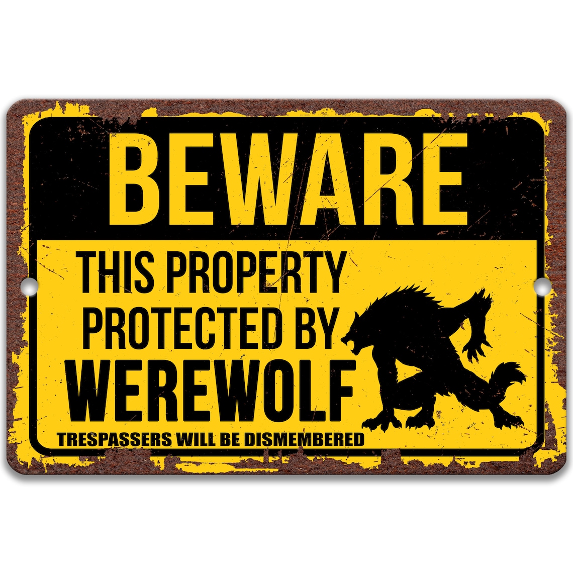 Warewolf Signs Beware Werewolf Warning Sign, Gammer Gifts, Cryptid Sign, Werewolf ...
