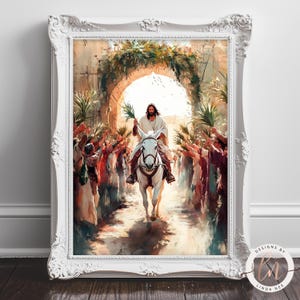 Jesus&#39; Triumphal Entry into Jerusalem Print, Palm Sunday Wall Art, Christian Wall Art, Holy Week Paintings, Biblical Art, Easter 6-EAS002