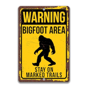 Cartello Bigfoot, Criptozoologia, Regalo Criptide, Area Bigfoot, Paranormale, Cartello di avvertimento Bigfoot, Decorazione per esterni Sasquatch, Decorazione Yeti 8-ANM021