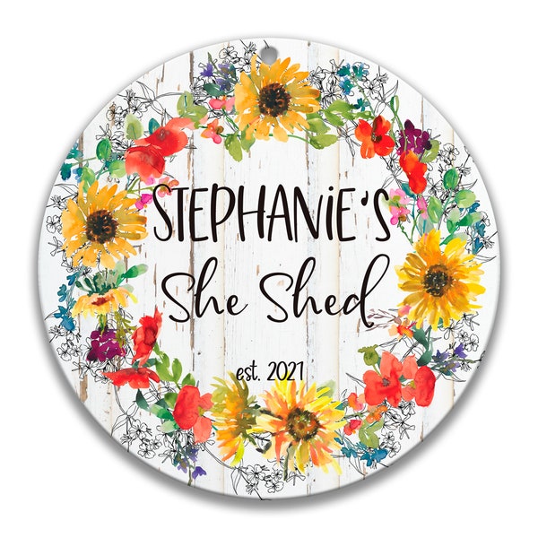 Personalized She Shed Sign, She Shed Gift, Sunflower Custom Woman's Shed Sign, Cute She Shed Decor, She Shed Door Sign, Shed Signage SPH106