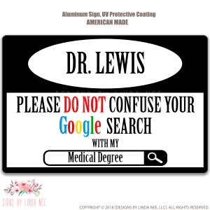 Personalized Medical Degree GOOGLE Search Medical Degree Sign, Funny Doctor Sign, Medical Sign, Funny Doctor Gift, Office Sign PHD SGS2