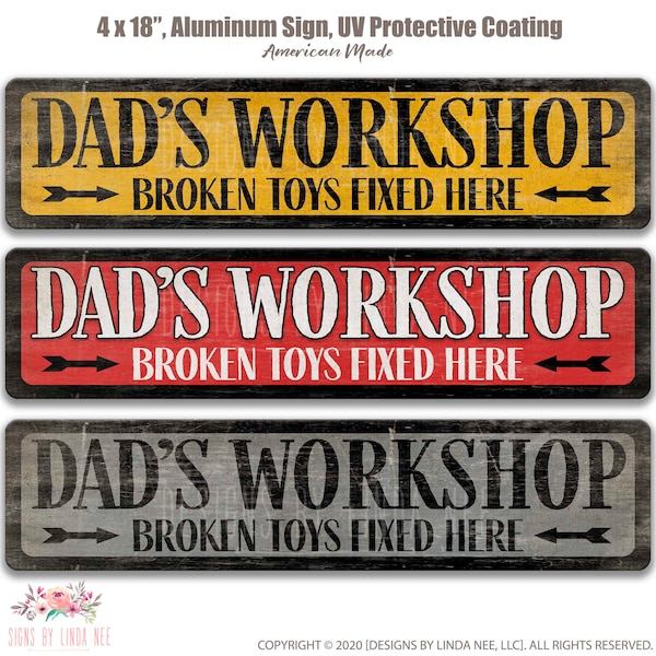 Dad's Workshop Street Sign Father's Day Gift Garage Sign Personalized Metal Sign Toy Repair Man Street Sign Gift for Him SPH43