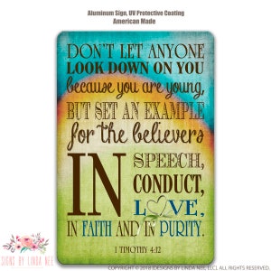 Christian Sign 1 Timothy 4:12 Faith Sign Scripture Sign Youth Pastor Religious Decor Jesus Sign Home Decor Bible Verse Sign Dorm Room SCH3