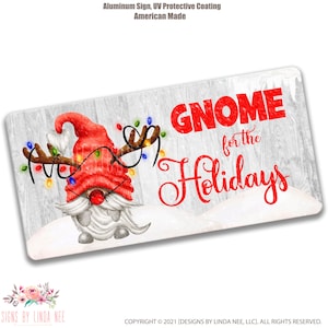 Gnome for the Holidays Sign, Gnome Wreath Sign, Christmas Wreath Sign, 6x12 Holiday Wreath, Gnome Decor, Christmas Gnome Sign 7-XMS001
